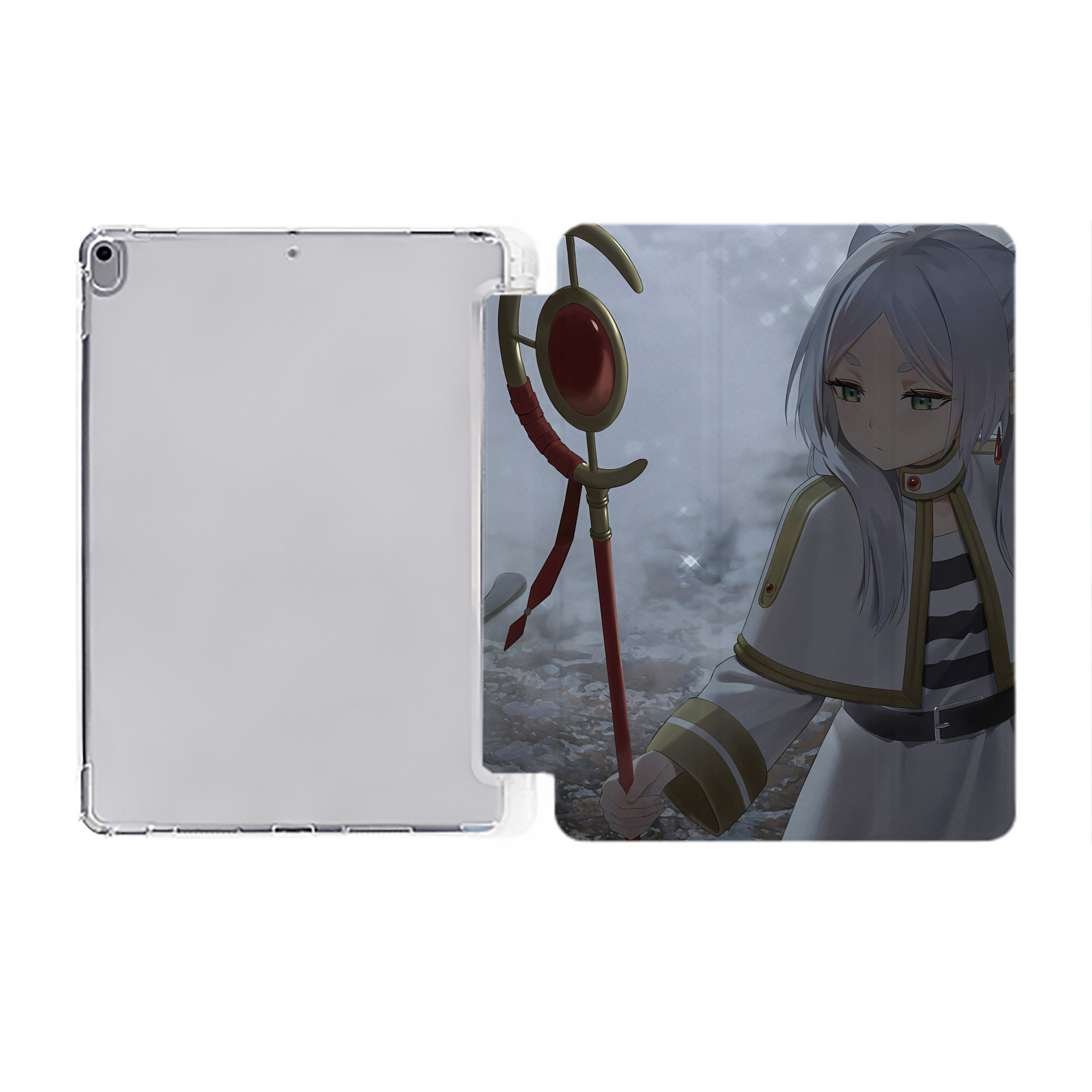 （画像用） 葬送のフリーレン Frieren IPad ケース ペン収納付き 三つ折りスタンド PUレザー×シリコン 対応機種9.5/10.5/10.9インチ
